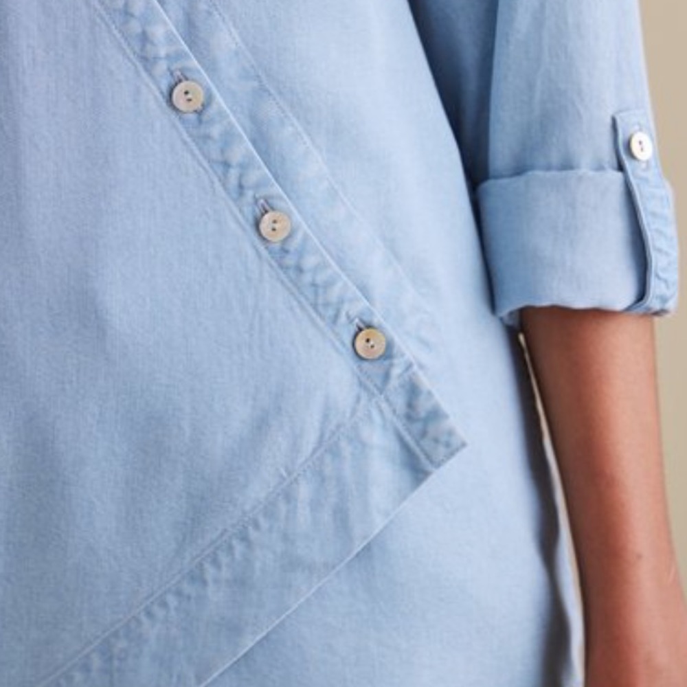 Soft Surroundings Wrap Button Chambray Top Tunic - image 3